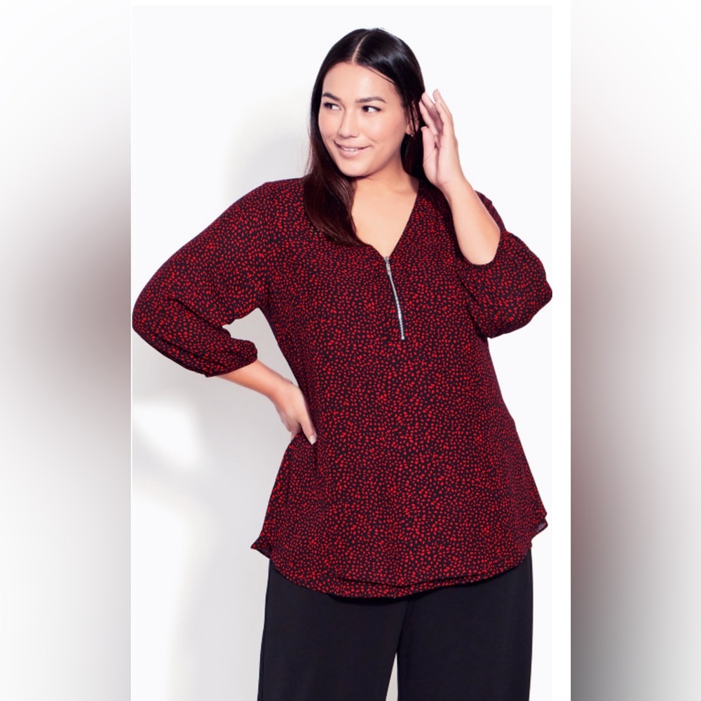 City Chic Meila Red Fleck Top Size 18$